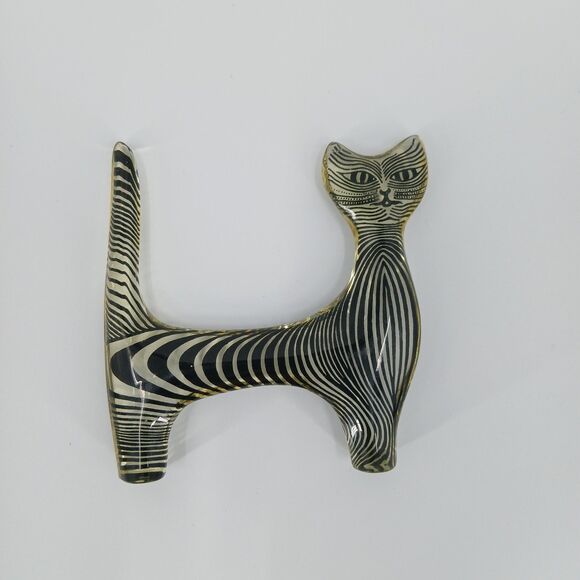 Vintage MCM Abraham Palatnik Brazil Lucite Cat Sculpture Mid Century Figurine - Picture 2 of 4
